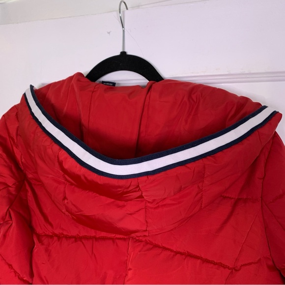 Tommy Hilfiger Red Puffer Coat Winter Warm Jacket Hood Women’s XS Extra Small - Picture 10 of 11